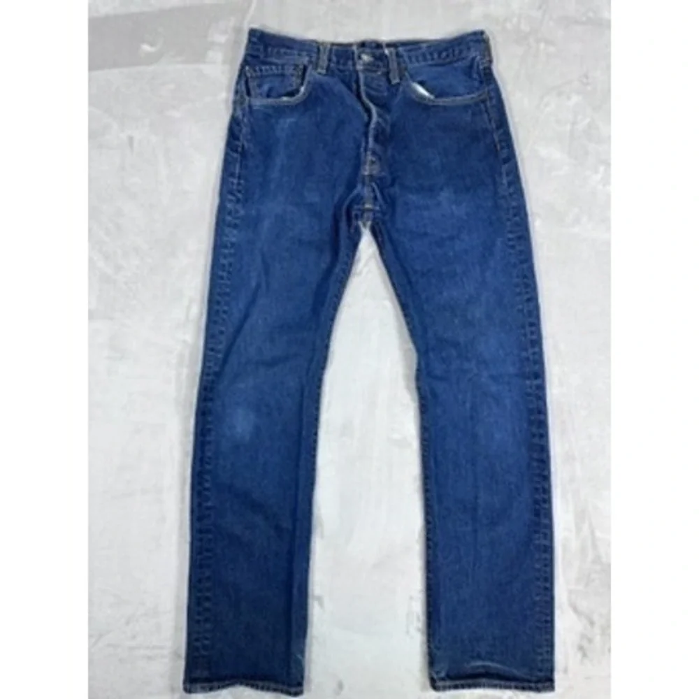 Levi's 501 Original‎ Fit Jeans Mens Blue Straight Leg Button Fly W32 L34